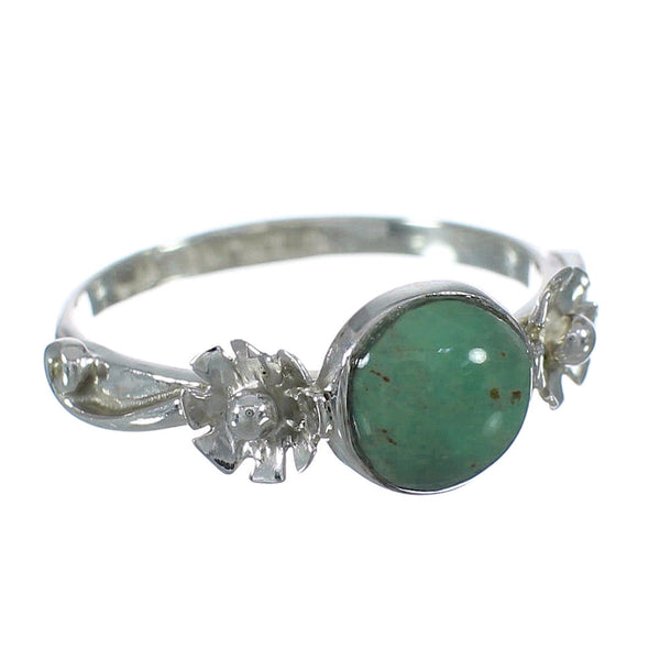 Southwestern Turquoise Silver Flower Ring Size 5 YX90845